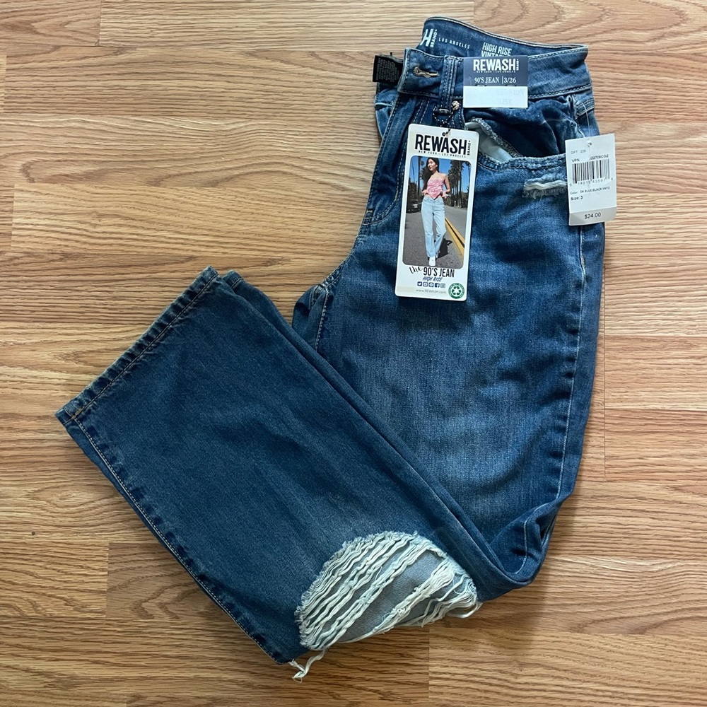 Rewash Women’s Distressed High Rise Denim Jeans